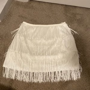 White Fringe Skirt